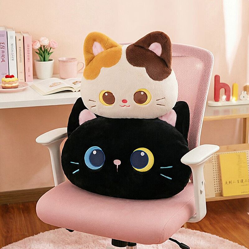 Bantal dan Mainan Mewah Tri Comel Dan Comel-Kucing Dan Kucing Hitam